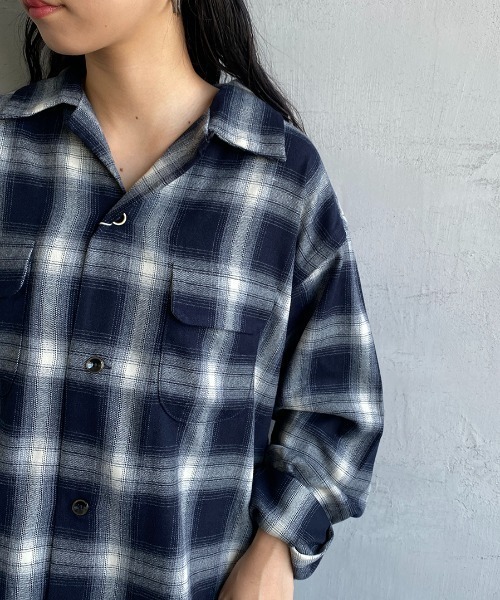 JEANS FACTORY （ジーンズファクトリー）の「[DAN RIVER/ダンリバー] 別注 オーバーサイズ オンブレチェックオープンカラーシャツ（シャツ/ブラウス・レディース・イエロー/レッド/ブルー・M/L）」の18枚目の写真