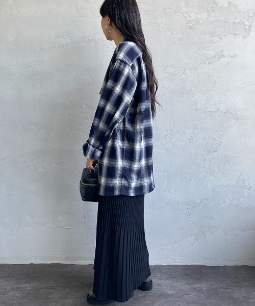 JEANS FACTORY （ジーンズファクトリー）の「[DAN RIVER/ダンリバー] 別注 オーバーサイズ オンブレチェックオープンカラーシャツ（シャツ/ブラウス・レディース・イエロー/レッド/ブルー・M/L）」の15枚目の写真