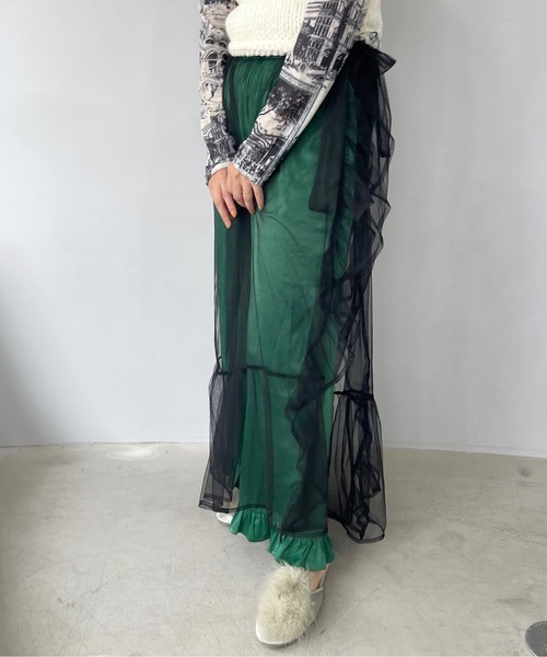 SANSeLF（サンセルフ）の「マルチウェイ チュールラップスカート【SANSeLF】sanw22a057（スカート・レディース・ブラック/ホワイト・FREE）」の19枚目の写真