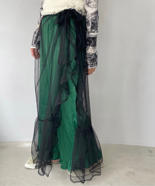 SANSeLF（サンセルフ）の「マルチウェイ チュールラップスカート【SANSeLF】sanw22a057（スカート・レディース・ブラック/ホワイト・FREE）」の21枚目の写真