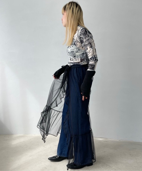 SANSeLF（サンセルフ）の「マルチウェイ チュールラップスカート【SANSeLF】sanw22a057（スカート・レディース・ブラック/ホワイト・FREE）」の13枚目の写真