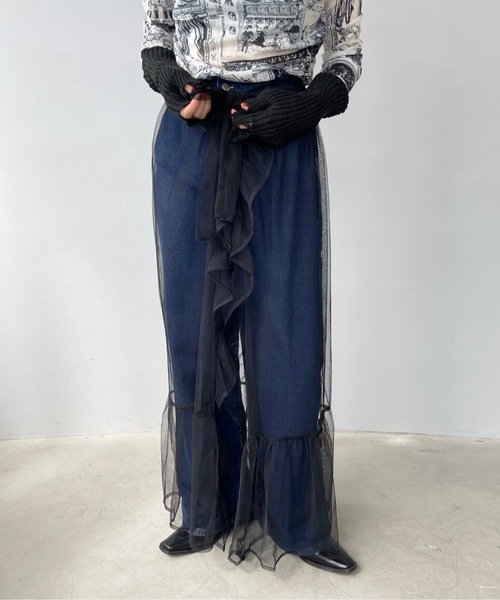 SANSeLF（サンセルフ）の「マルチウェイ チュールラップスカート【SANSeLF】sanw22a057（スカート・レディース・ブラック/ホワイト・FREE）」の15枚目の写真