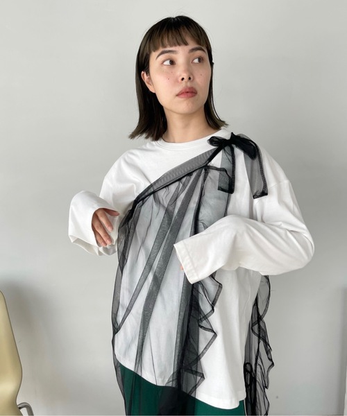 SANSeLF（サンセルフ）の「マルチウェイ チュールラップスカート【SANSeLF】sanw22a057（スカート・レディース・ブラック/ホワイト・FREE）」の9枚目の写真