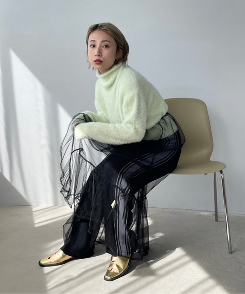 SANSeLF（サンセルフ）の「マルチウェイ チュールラップスカート【SANSeLF】sanw22a057（スカート・レディース・ブラック/ホワイト・FREE）」の4枚目の写真