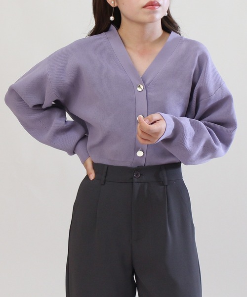 TRUDEA(トルディア)の「総針スポンディッシュカーディガン(カーディガン/ボレロ・レディース・モカ/アイボリー/ピンク/ラベンダー・MEDIUM)」の4枚目の写真