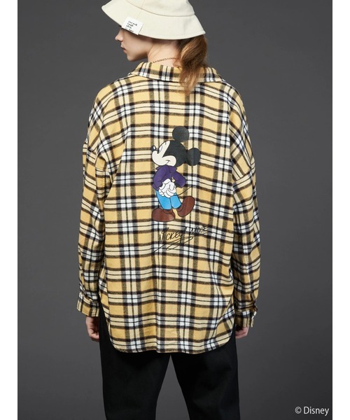 Disney(ディズニー)の「バックプリントチェックシャツ/Mickey(シャツ/ブラウス・レディース・ネイビー/グレー/イエロー・FREE)」の3枚目の写真