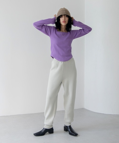 VACANCY（ヴァカンシー）の「モチモチジョガーニットパンツ（その他パンツ・レディース・オレンジ/ブラック/アイボリー・FREE）」の19枚目の写真