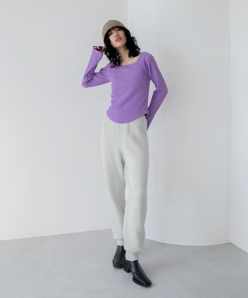 VACANCY（ヴァカンシー）の「モチモチジョガーニットパンツ（その他パンツ・レディース・オレンジ/ブラック/アイボリー・FREE）」の22枚目の写真