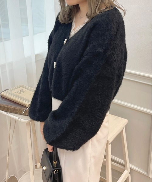 apres jour（アプレジュール）の「フェザーキラキラボタンカーディガン【ZOZOTOWN限定アイテム】（カーディガン/ボレロ・レディース・ライトピンク/オフホワイト/ブラック/ライトベージュ・フリー/X-LARGE）」の19枚目の写真