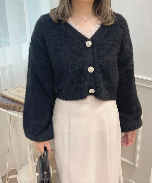 フェザーキラキラボタンカーディガン【ZOZOTOWN限定アイテム