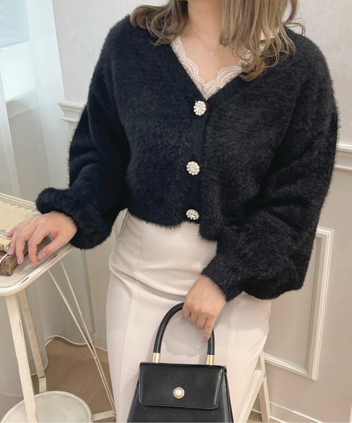 apres jour（アプレジュール）の「フェザーキラキラボタンカーディガン【ZOZOTOWN限定アイテム】（カーディガン/ボレロ・レディース・ライトピンク/オフホワイト/ブラック/ライトベージュ・フリー/X-LARGE）」の15枚目の写真