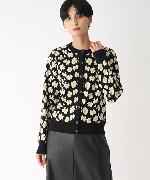 OPAQUE.CLIP(オペークドットクリップ)の「◆【C】フラワージャカードカーディガン(カーディガン/ボレロ・レディース・ブラック系/ベージュ系/パープル系2・36/40/38)」の1枚目の写真