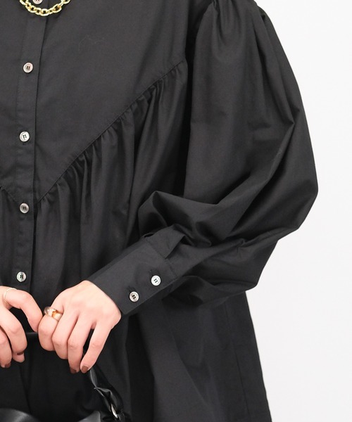 ＡＮＤＪ（アンドジェイ）の「【2022/AW】綿ツイルギャザーブラウス（シャツ/ブラウス・レディース・ホワイト/カーキ/ボルドー/ブラック・M）」の12枚目の写真