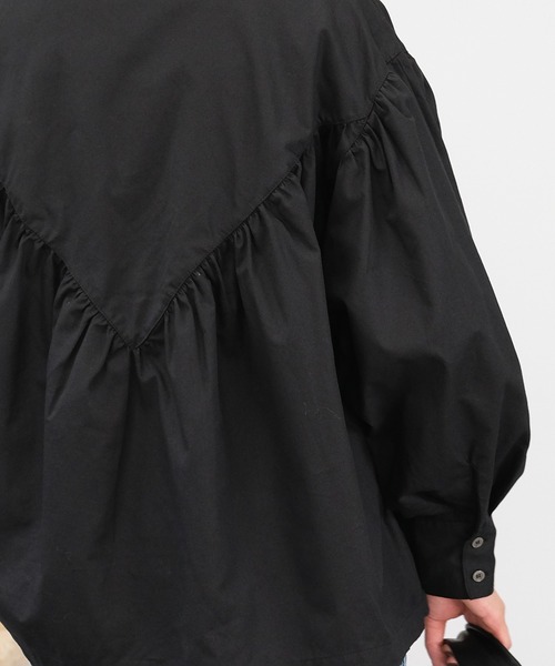 ＡＮＤＪ（アンドジェイ）の「【2022/AW】綿ツイルギャザーブラウス（シャツ/ブラウス・レディース・ホワイト/カーキ/ボルドー/ブラック・M）」の18枚目の写真