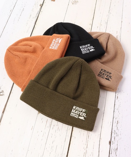 KRIFF MAYER（クリフメイヤー）の「KRIFF MAYER クリフメイヤー ニット ワッチキャップ ワンポイント刺繍 ニット帽 帽子 男女兼用 ユニセックス（ニットキャップ/ビーニー・メンズ・ブラック/ブラウン/ベージュ/カーキ・FREE）」の4枚目の写真