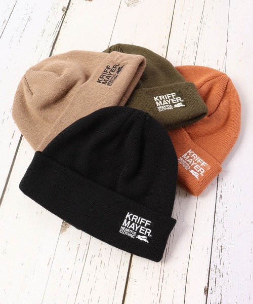 KRIFF MAYER（クリフメイヤー）の「KRIFF MAYER クリフメイヤー ニット ワッチキャップ ワンポイント刺繍 ニット帽 帽子 男女兼用 ユニセックス（ニットキャップ/ビーニー・メンズ・ブラック/ブラウン/ベージュ/カーキ・FREE）」の2枚目の写真
