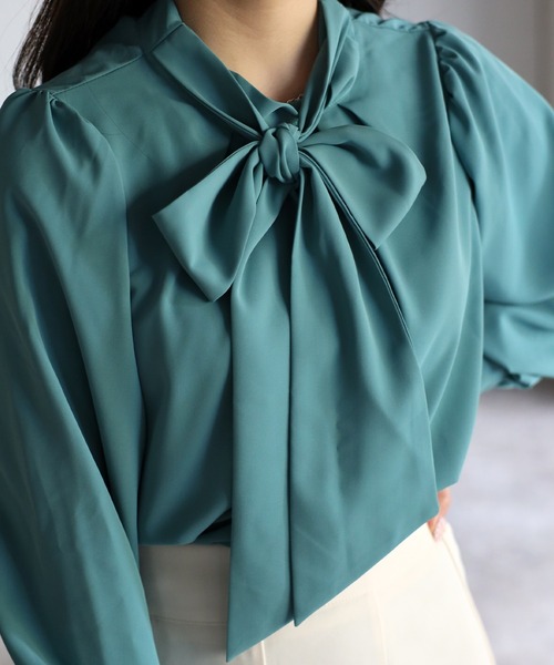 sakishimatokyo(サキシマトーキョー)の「2WAYリボンパワショルブラウス(シャツ/ブラウス・レディース・ブラック/アイボリー/グリーン・FREE)」の3枚目の写真