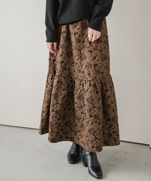 SUGAR BISKET（シュガービスケット）の「ジャガード風ロングスカート（スカート・レディース・ブラック/グレー/ブラウン・フリー）」の7枚目の写真