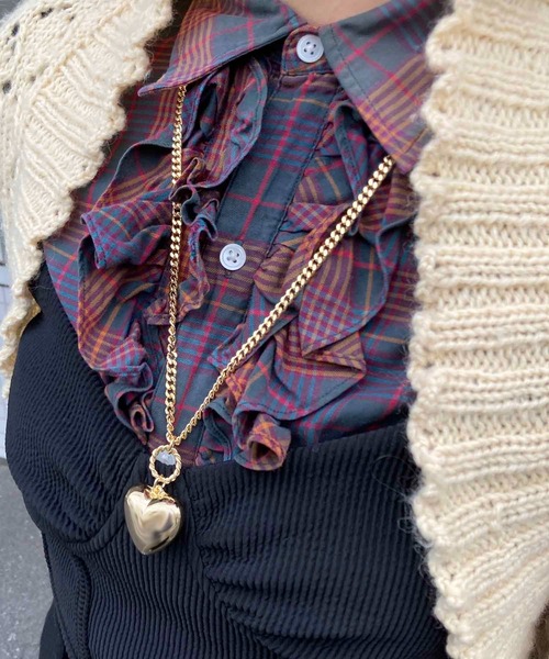 Casselini（キャセリーニ）の「Casselini(キャセリーニ)ビッグハートネックレス（ネックレス・レディース・ホワイト/シルバー/ゴールド/マルチ・FREE）」の3枚目の写真