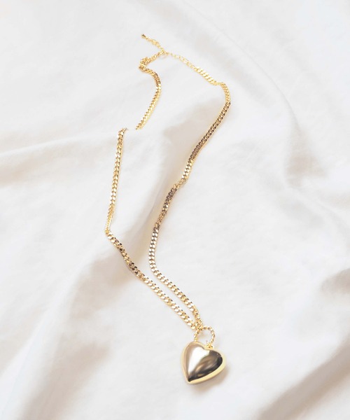 Casselini（キャセリーニ）の「Casselini(キャセリーニ)ビッグハートネックレス（ネックレス・レディース・ホワイト/シルバー/ゴールド/マルチ・FREE）」の9枚目の写真