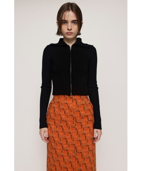 SATURジップアップニットKnit Zip-up SLY（スライ）の「ZIP UP KNIT TOPS ジップアップ ニット