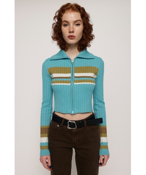 SLY（スライ）の「ZIP UP KNIT TOPS ジップアップ ニット トップス