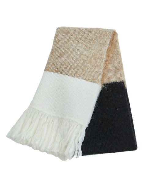 LiNoH(リノー)の「ALPACA MULTI COLOR MUFFLER(マフラー・メンズ・グリーン/グレイッシュベージュ/ブルー・FREE)」の2枚目の写真