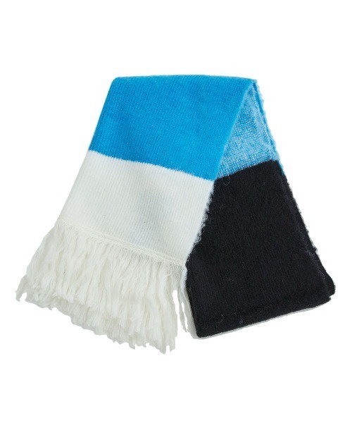LiNoH(リノー)の「ALPACA MULTI COLOR MUFFLER(マフラー・メンズ・グリーン/グレイッシュベージュ/ブルー・FREE)」の1枚目の写真