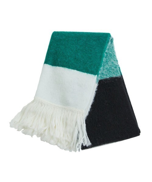 LiNoH(リノー)の「ALPACA MULTI COLOR MUFFLER(マフラー・メンズ・グリーン/グレイッシュベージュ/ブルー・FREE)」の3枚目の写真