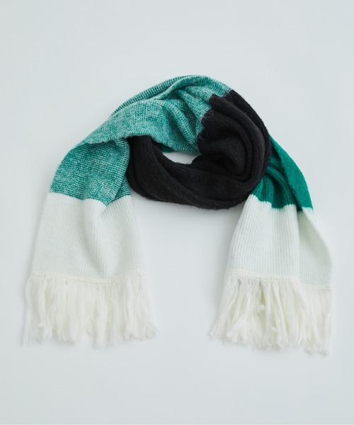 LiNoH(リノー)の「ALPACA MULTI COLOR MUFFLER(マフラー・メンズ・グリーン/グレイッシュベージュ/ブルー・FREE)」の7枚目の写真