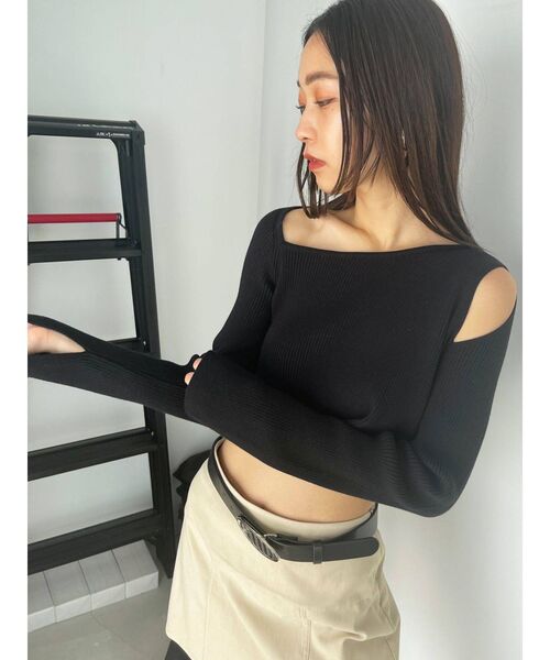 EMODA（エモダ）の「スキンカットラインニット（ニット/セーター・レディース・ブラック/アイボリー/ピンク/パープル・FREE）」の8枚目の写真