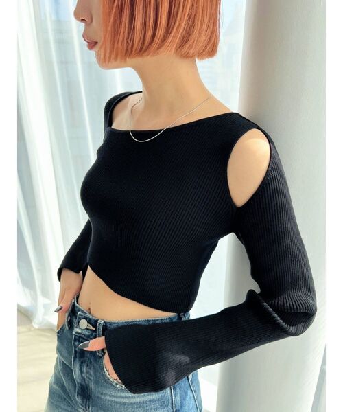 EMODA（エモダ）の「スキンカットラインニット（ニット/セーター・レディース・ブラック/アイボリー/ピンク/パープル・FREE）」の11枚目の写真