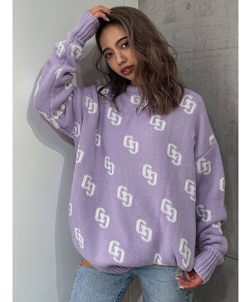 GYDA(ジェイダ)の「GG PATTERN ニットトップス(ニット/セーター・レディース・ベージュ/パープル/ブラック/オフホワイト・FREE)」の14枚目の写真