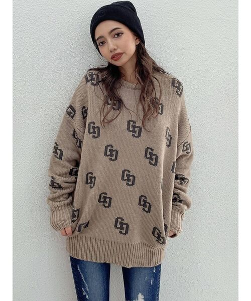 GYDA(ジェイダ)の「GG PATTERN ニットトップス(ニット/セーター・レディース・ベージュ/パープル/ブラック/オフホワイト・FREE)」の18枚目の写真