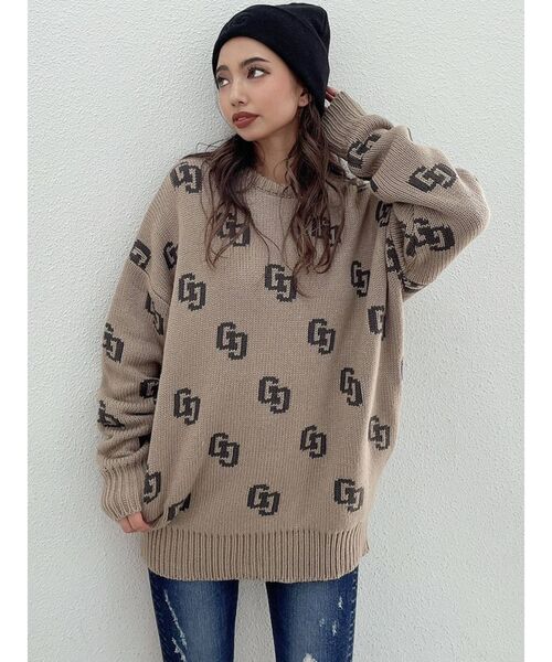 GYDA(ジェイダ)の「GG PATTERN ニットトップス(ニット/セーター・レディース・ベージュ/パープル/ブラック/オフホワイト・FREE)」の20枚目の写真