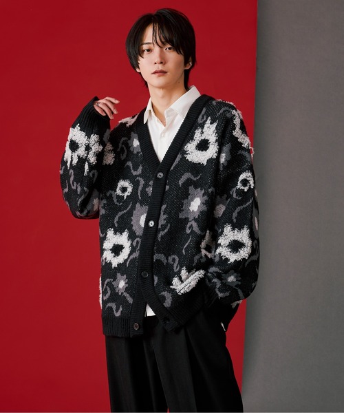 Ellno Loset（エルノロゼット）の「フラワーループカーディガン（カーディガン/ボレロ・メンズ・グリーン/ブラック/ブルー・MEDIUM/LARGE）」の21枚目の写真