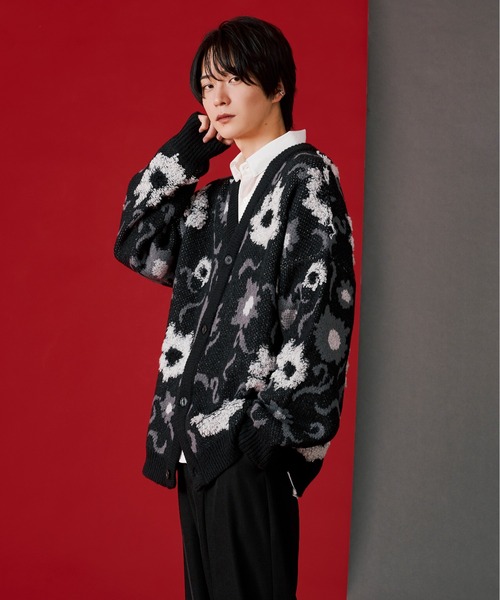 Ellno Loset（エルノロゼット）の「フラワーループカーディガン（カーディガン/ボレロ・メンズ・グリーン/ブラック/ブルー・MEDIUM/LARGE）」の22枚目の写真