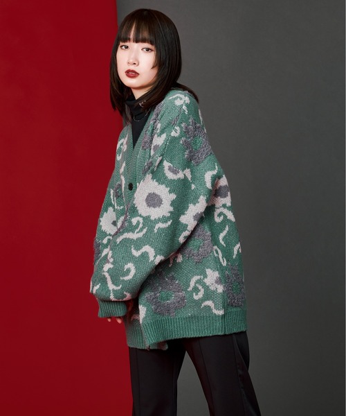 Ellno Loset（エルノロゼット）の「フラワーループカーディガン（カーディガン/ボレロ・メンズ・グリーン/ブラック/ブルー・MEDIUM/LARGE）」の5枚目の写真