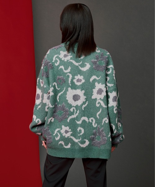 Ellno Loset（エルノロゼット）の「フラワーループカーディガン（カーディガン/ボレロ・メンズ・グリーン/ブラック/ブルー・MEDIUM/LARGE）」の6枚目の写真