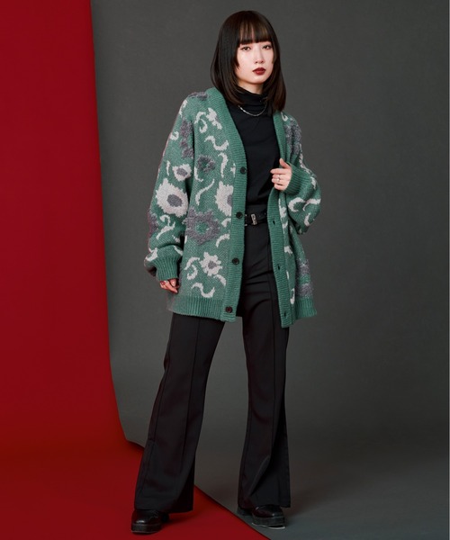 Ellno Loset（エルノロゼット）の「フラワーループカーディガン（カーディガン/ボレロ・メンズ・グリーン/ブラック/ブルー・MEDIUM/LARGE）」の9枚目の写真