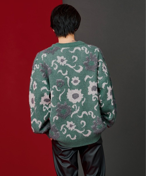 Ellno Loset（エルノロゼット）の「フラワーループカーディガン（カーディガン/ボレロ・メンズ・グリーン/ブラック/ブルー・MEDIUM/LARGE）」の12枚目の写真