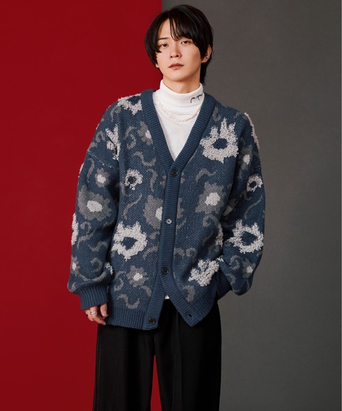 Ellno Loset（エルノロゼット）の「フラワーループカーディガン（カーディガン/ボレロ・メンズ・グリーン/ブラック/ブルー・MEDIUM/LARGE）」の16枚目の写真
