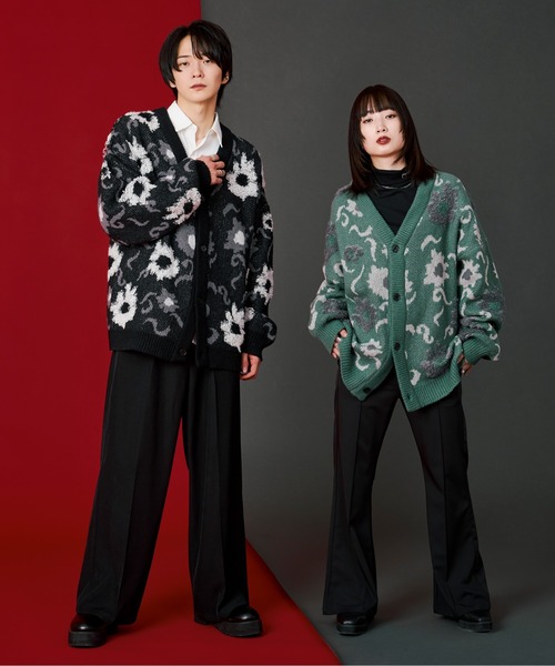 Ellno Loset（エルノロゼット）の「フラワーループカーディガン（カーディガン/ボレロ・メンズ・グリーン/ブラック/ブルー・MEDIUM/LARGE）」の15枚目の写真