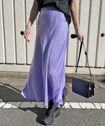 サテンロングセミマーメイドスカート