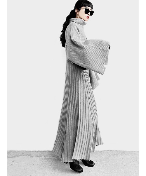 SELF-PORTRAIT★リブ ニット フレア マキシ スカート★関税込み LVEU.（ラブユ.）の「Rib knit flared maxi skirt(Ai select