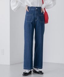フロントポケット センタープレスデニムパンツ