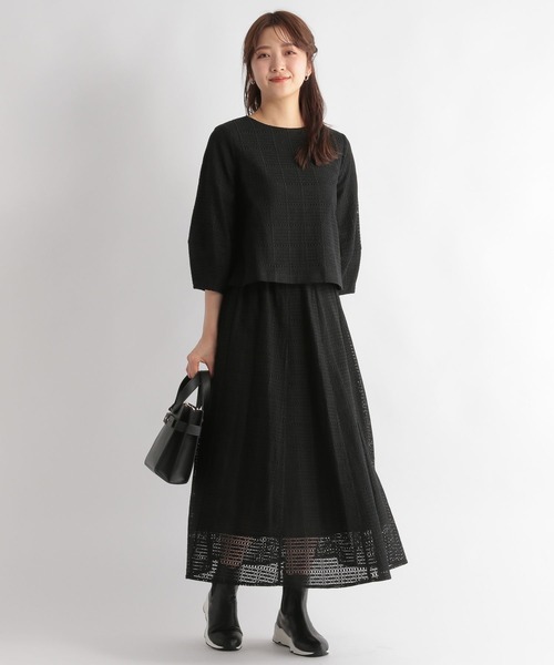Andemiu（アンデミュウ）の「【セットアップ対応】コウシレースフレアスカート187583（スカート・レディース・ブラック/アイボリー/ピンク・FREE）」の4枚目の写真