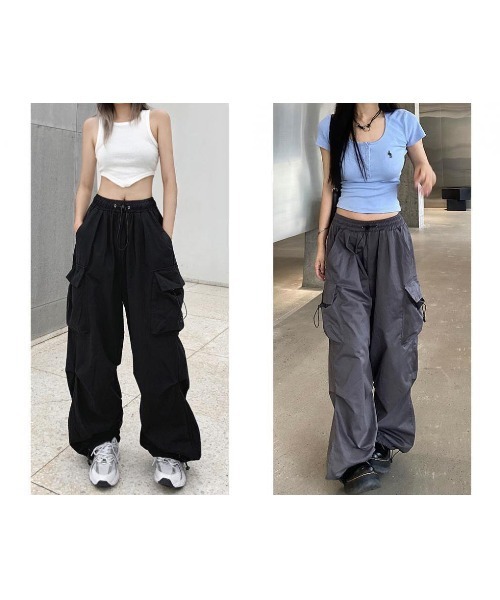 ArguECulturE チェーン付き モード系 ルーズ パラシュートパンツ ArguECulturE チェーン付き モード系 ルーズ パラシュートパンツ