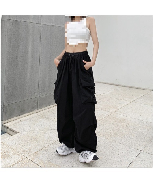 ワイドレッグ パラシュートパンツ風 ゆるだぼ ストリート モード ワイドレッグパンツ カーゴパンツ 4色展開 ストリート ワイルド