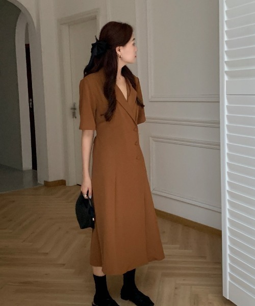 N.s(エヌドットエス)の「開襟カシュクールロングワンピース(ワンピース・レディース・ベージュ/ブラウン/ブラック・FREE)」の9枚目の写真